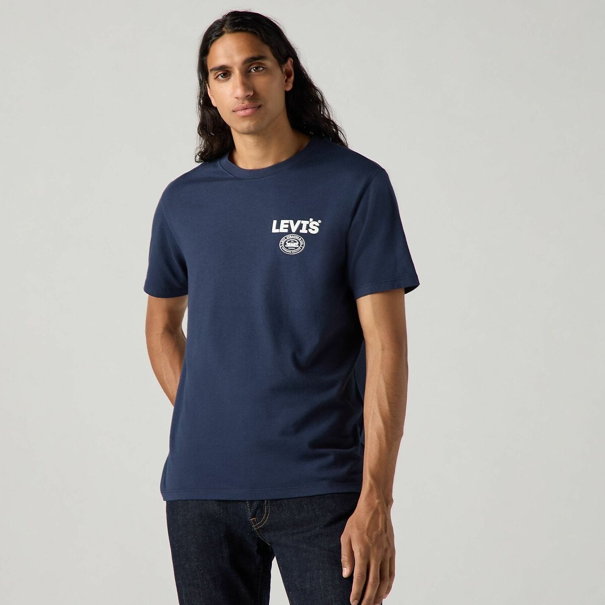 Levi's Men's Navy Blue Printed Crew Neck T-Shirt Extra Large