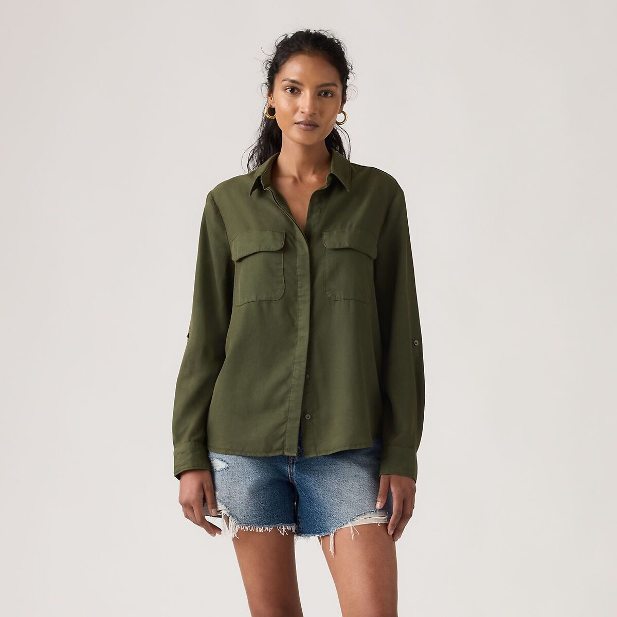 Levi's Elaine Long Sleeve Shirt Women's Khaki Medium