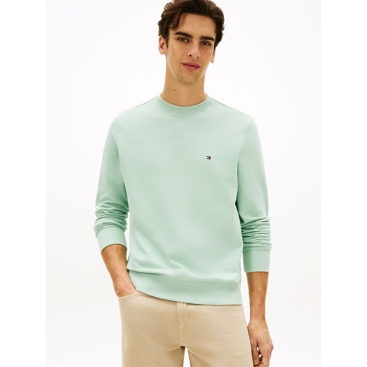 Tommy Hilfiger Fleece Sweatshirt With Embroidered Flag Men's Mint Green Medium