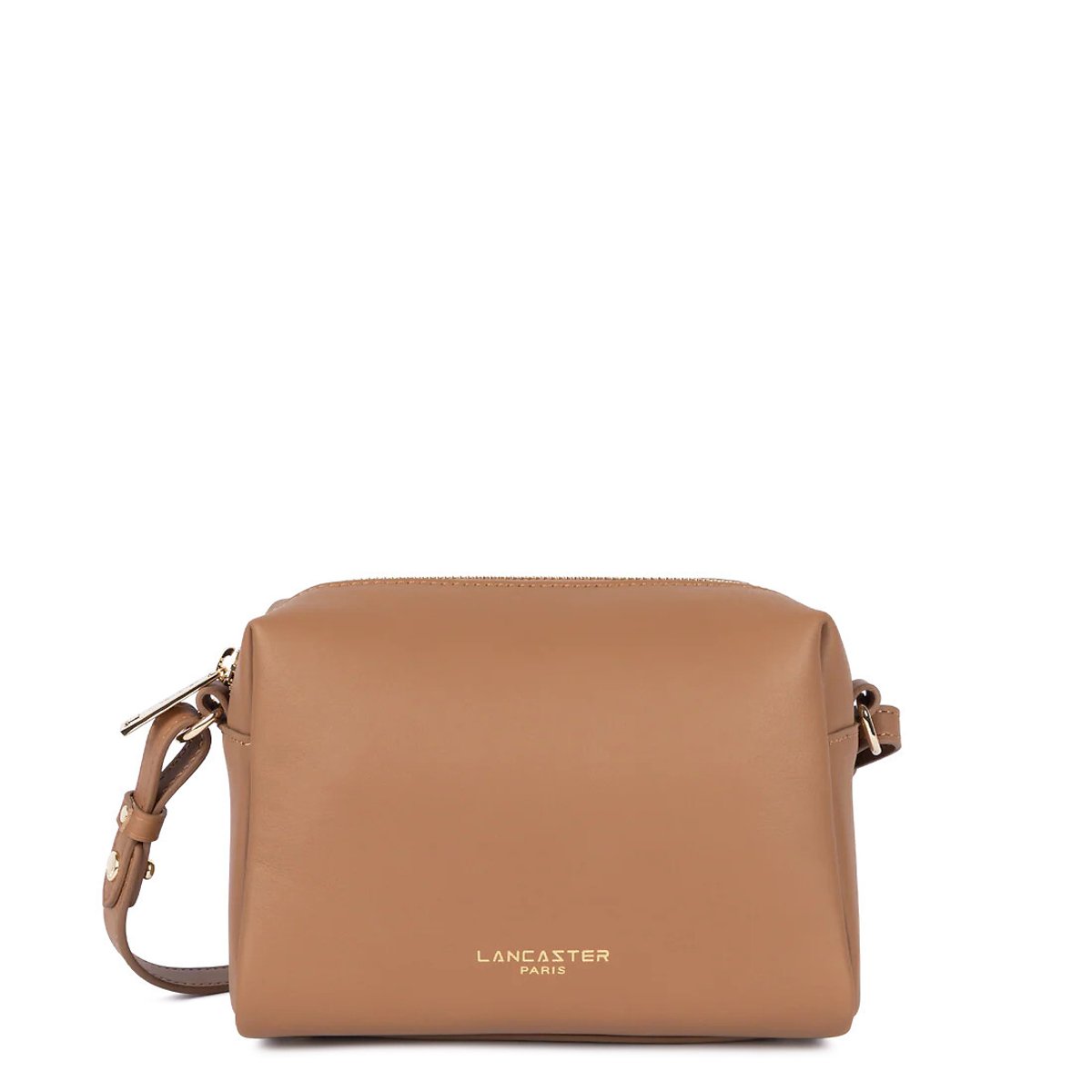 Lancaster Donna Cube Leather Zip-Up Shoulder Bag Women's Mocha