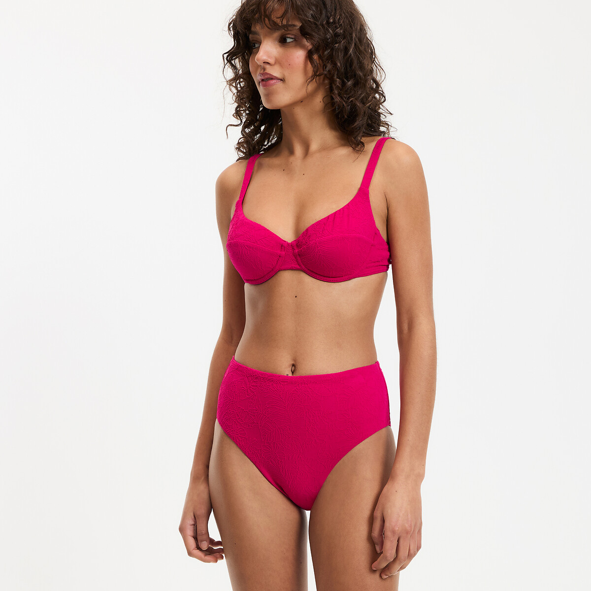 Braguita de bikini con talle alto Mujer Talla 46. Color Rosa
