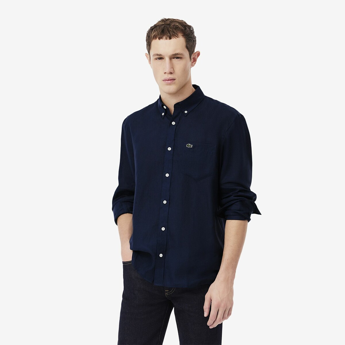Camicia di lino regular fit - LACOSTE - Modalova