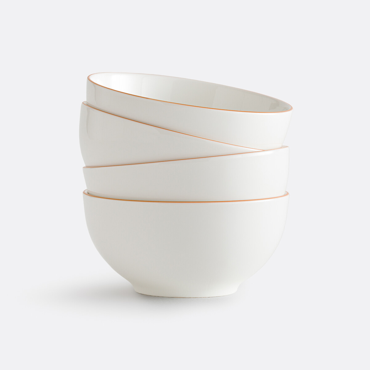 La Redoute Interieurs Set Of 4 Malo Porcelain Bowls Unisex White/Orange