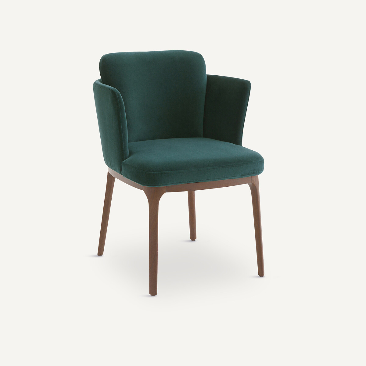 Fauteuil de table pieds en noyer et velours Jabote