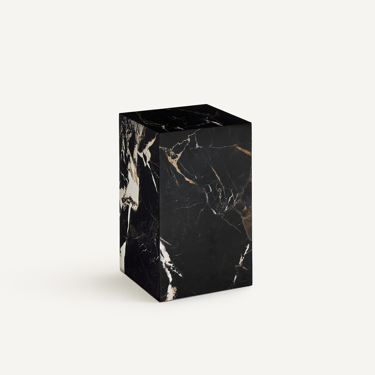 Am.pm Alcana Ceramic Marble-Effect Side Table Unisex Black Marble Ceramic