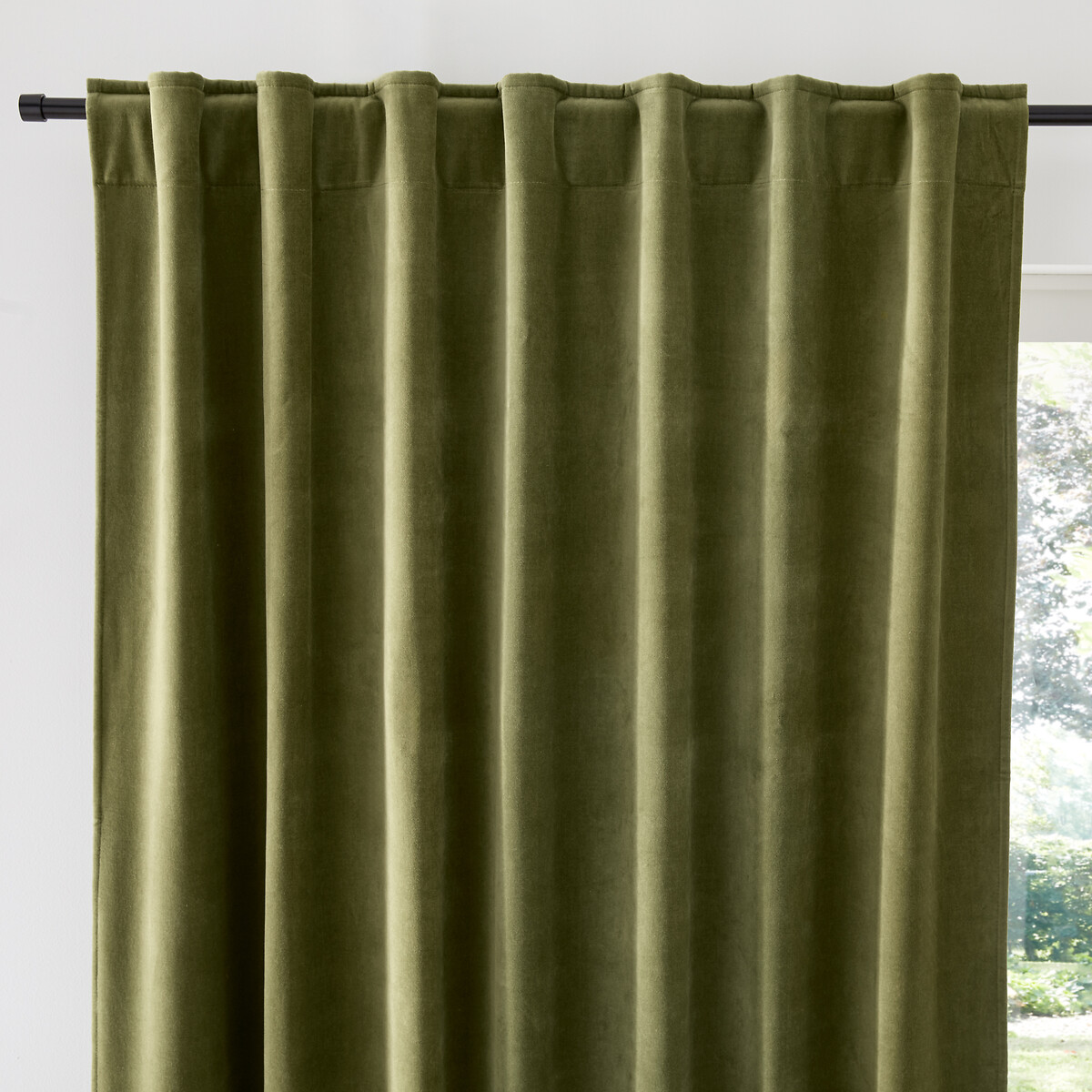 La Redoute Interieurs Velvet Thermal Curtain With Hidden Tabs Unisex Moss Green Size D350 X W135cm