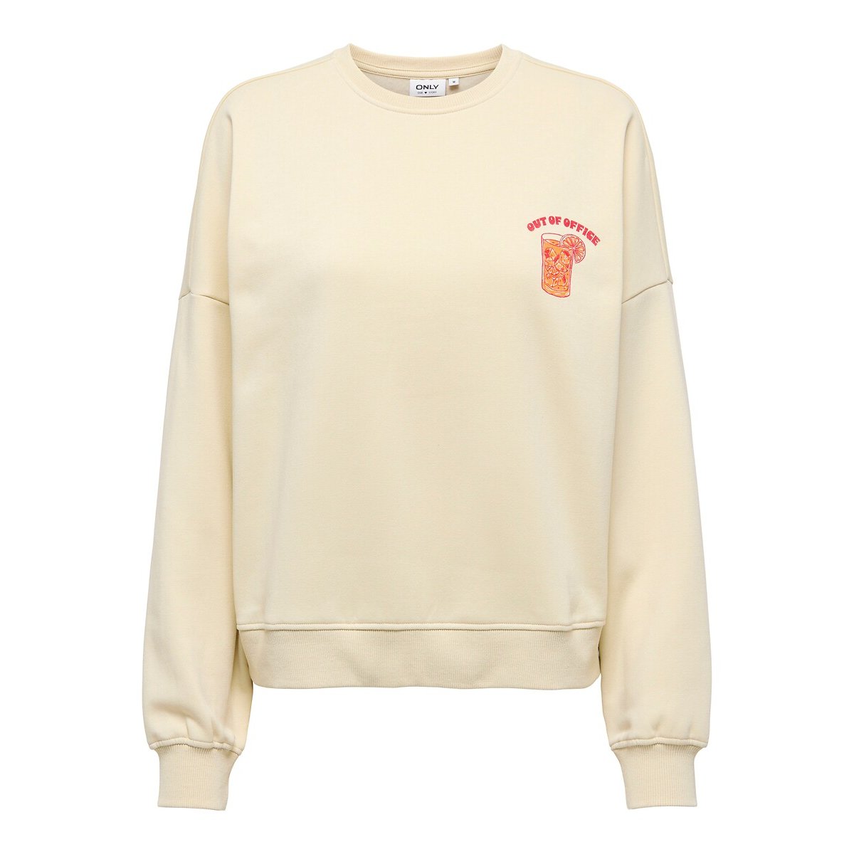 Only Printed Crew Neck Sweatshirt Women's Ecru Large