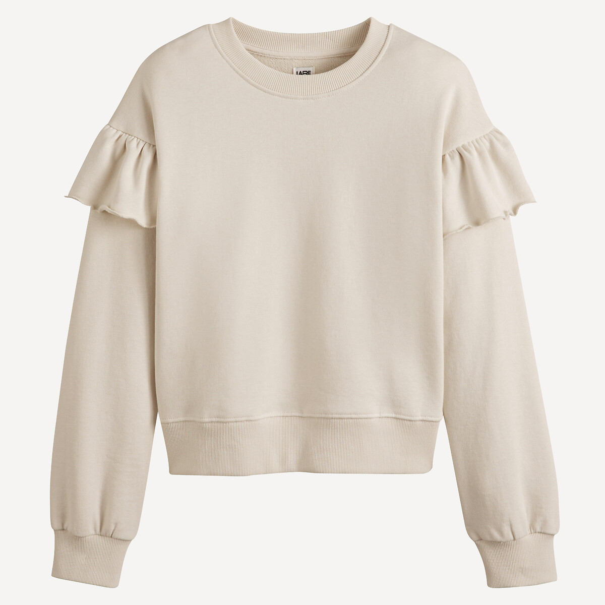 LA REDOUTE COLLECTIONS Sweater in molton met ronde hals en ruches