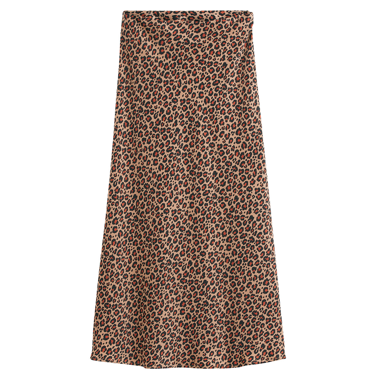 Recycled Leopard Print Midaxi Skirt In Matt Satin