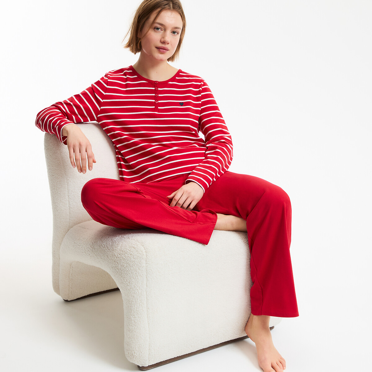 Anne Weyburn Cotton Jersey Pyjamas Women's Striped Red Xxl