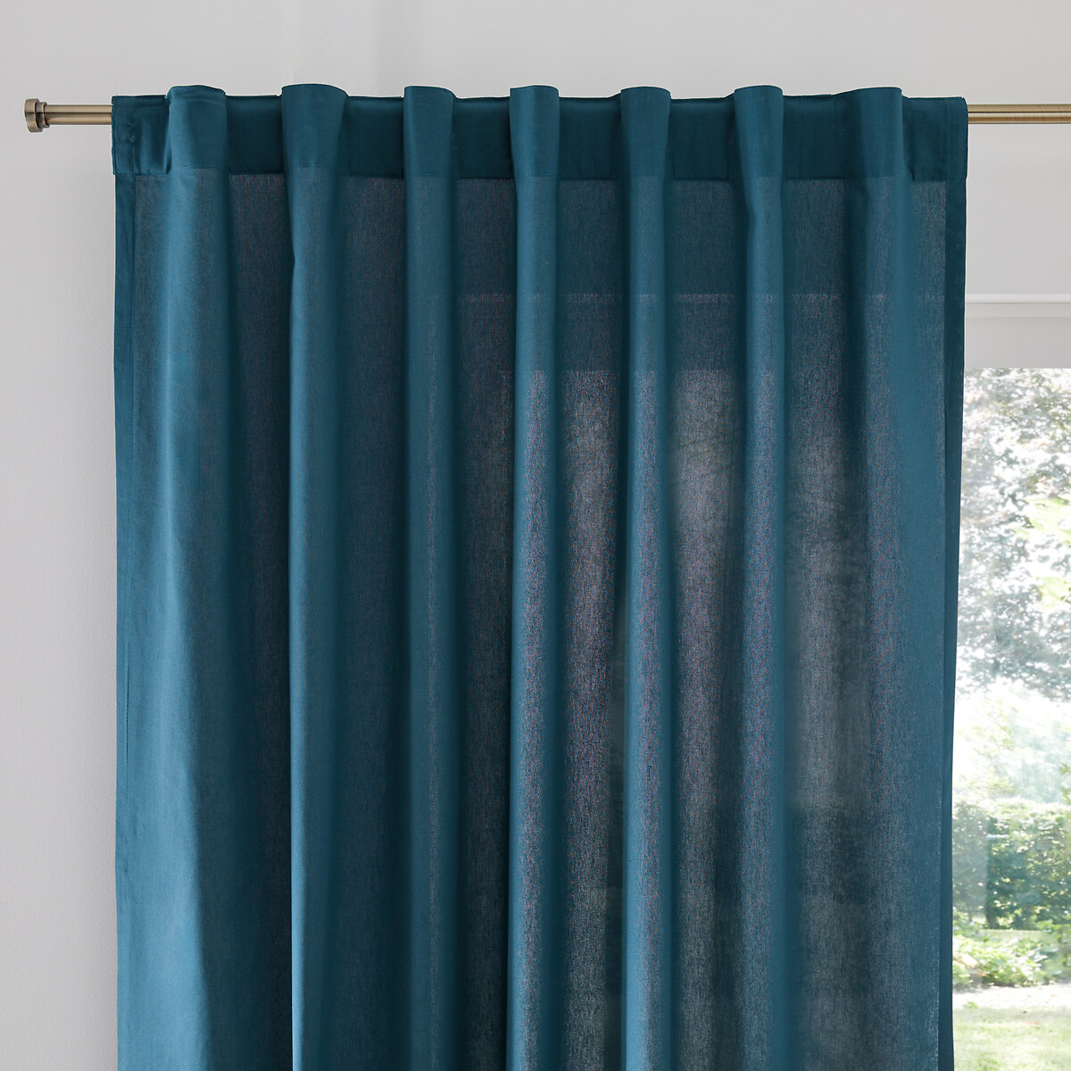 La Redoute Interieurs Scénario Hidden Tab Cotton Curtain Unisex Prussian Blue Size D350 X W135cm