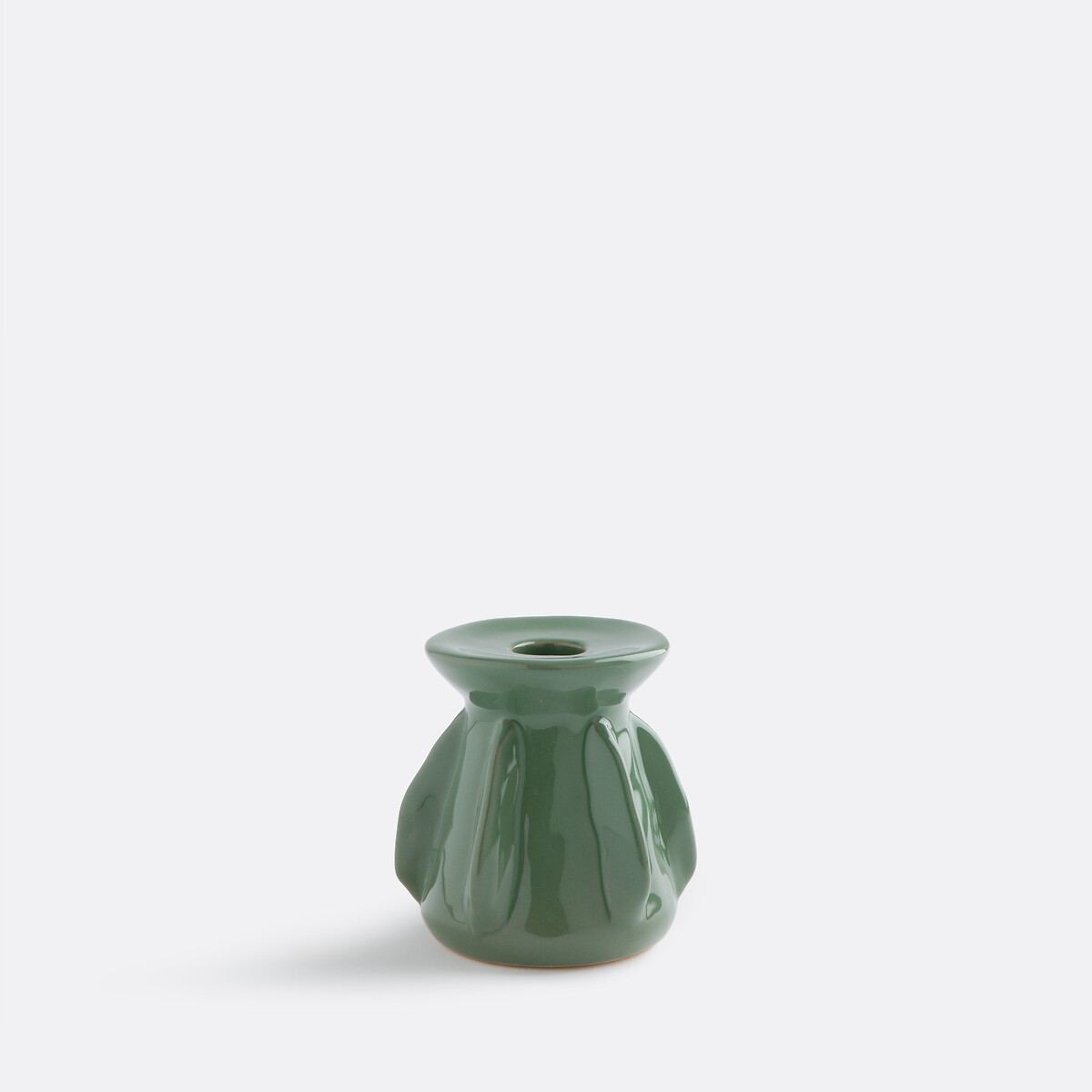 La Redoute Interieurs Textured Ceramic Candle Holder H9.5cm, Ilia Unisex Khaki