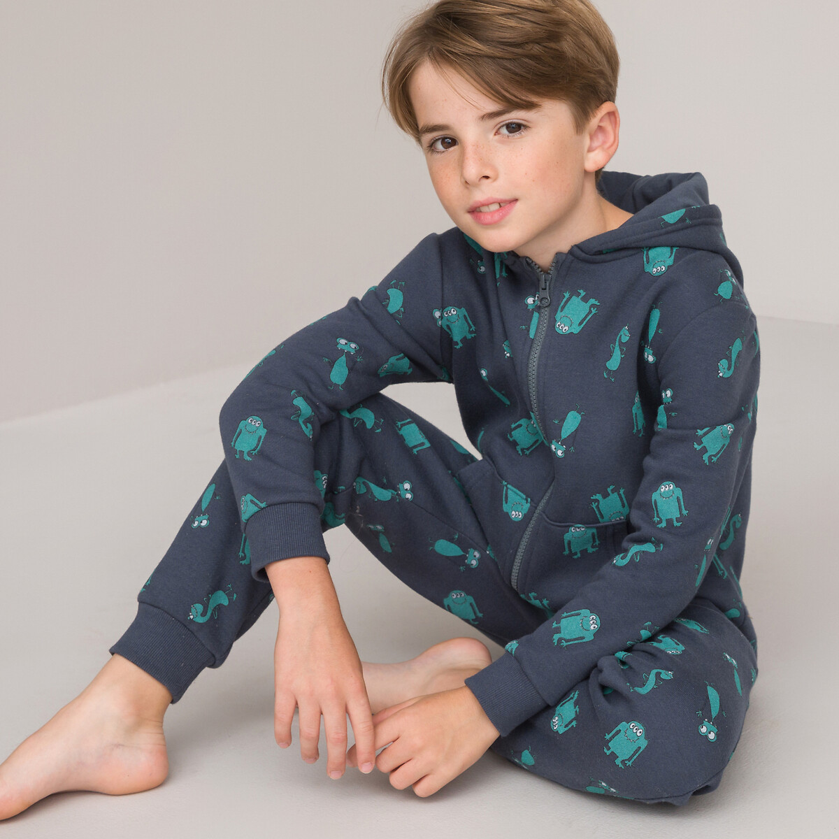Surpyjama à capuche molleton imprimé monstres