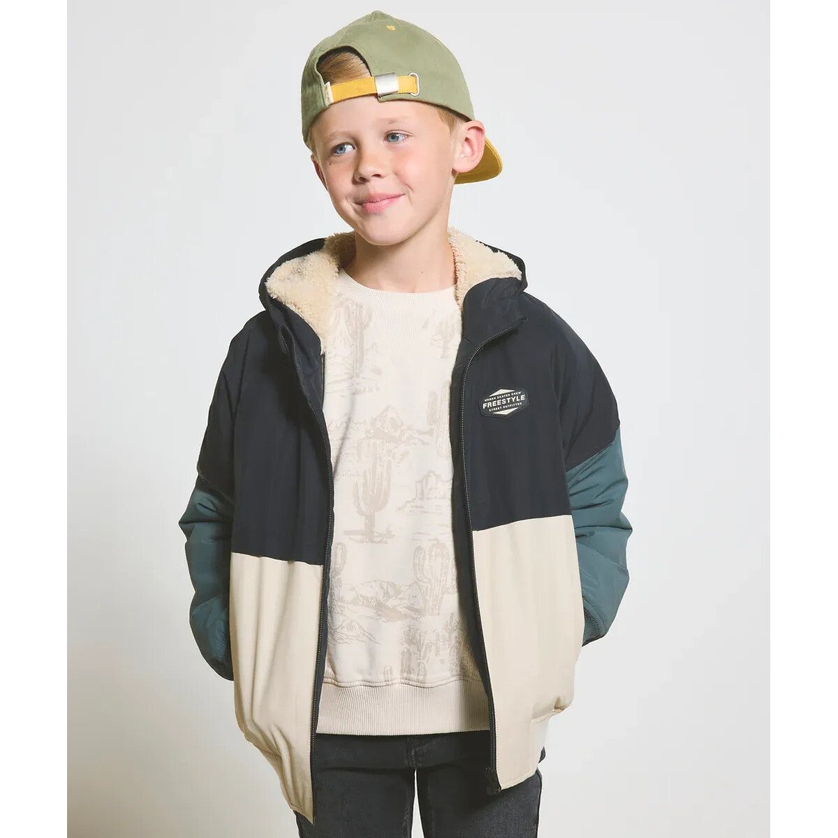 Tape A L'oeil Fleece-Lined Jacket Navy Blue/Green 3Y (94Cm)