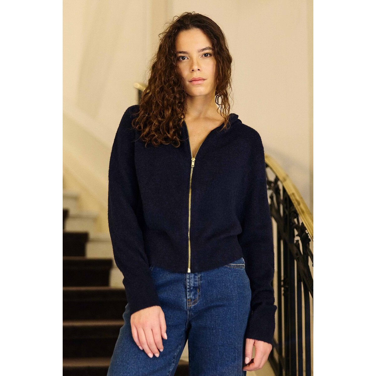 La Petite Etoile Chaqueta con capucha y cremallera, MARIANO. Talla 3(L). Color Azul