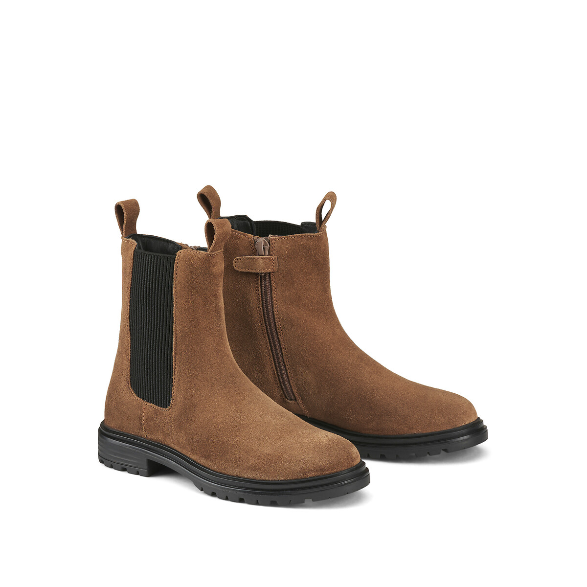 La Redoute Collections Suede Zip-Up Chelsea Boots Camel Size 34 (2) Kids