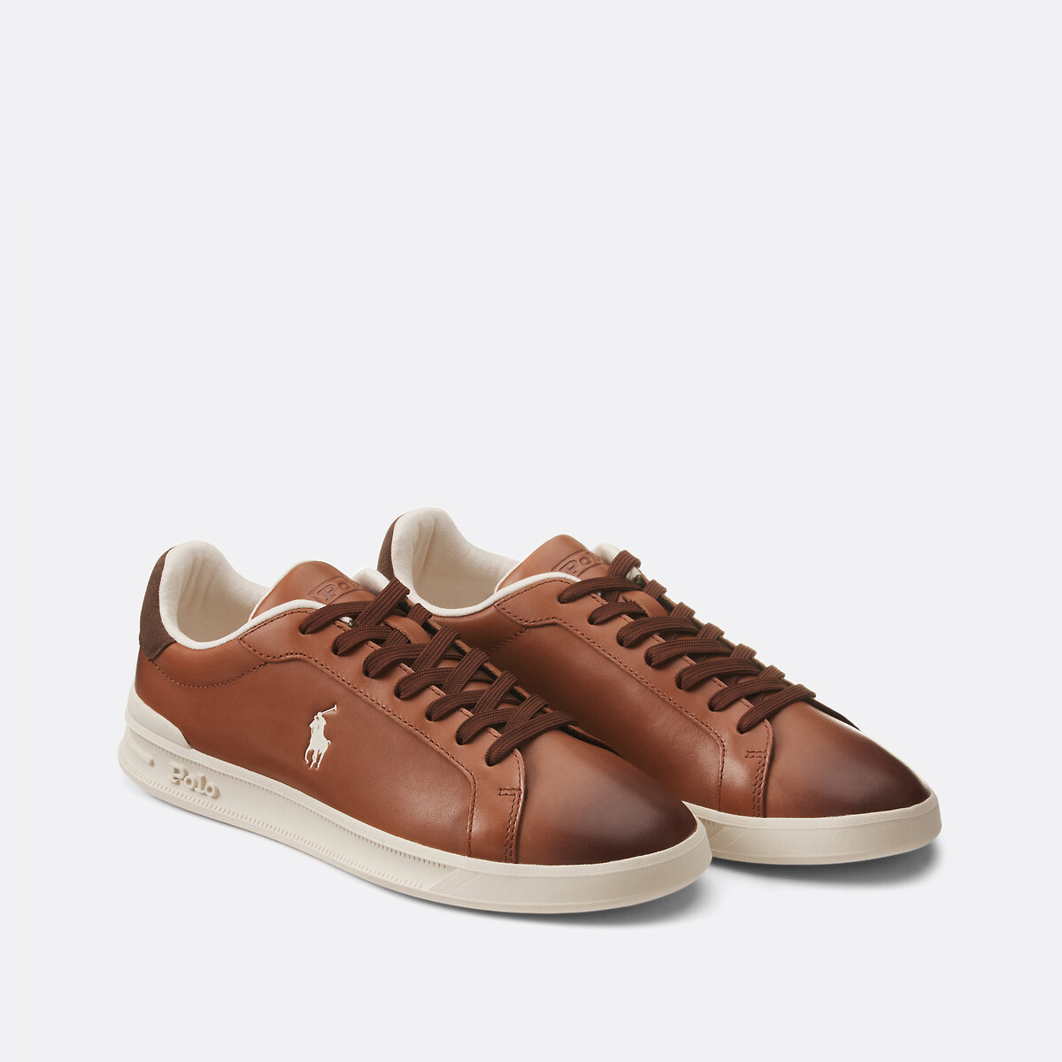 Polo Ralph Lauren Heritage Court Ii Leather Trainers Men's Brown Size 44 (9.5)