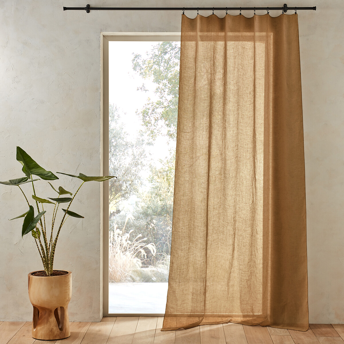 Am.pm Noctuelle Linen Voile Curtain Unisex Bronze Size W140 X D260cm