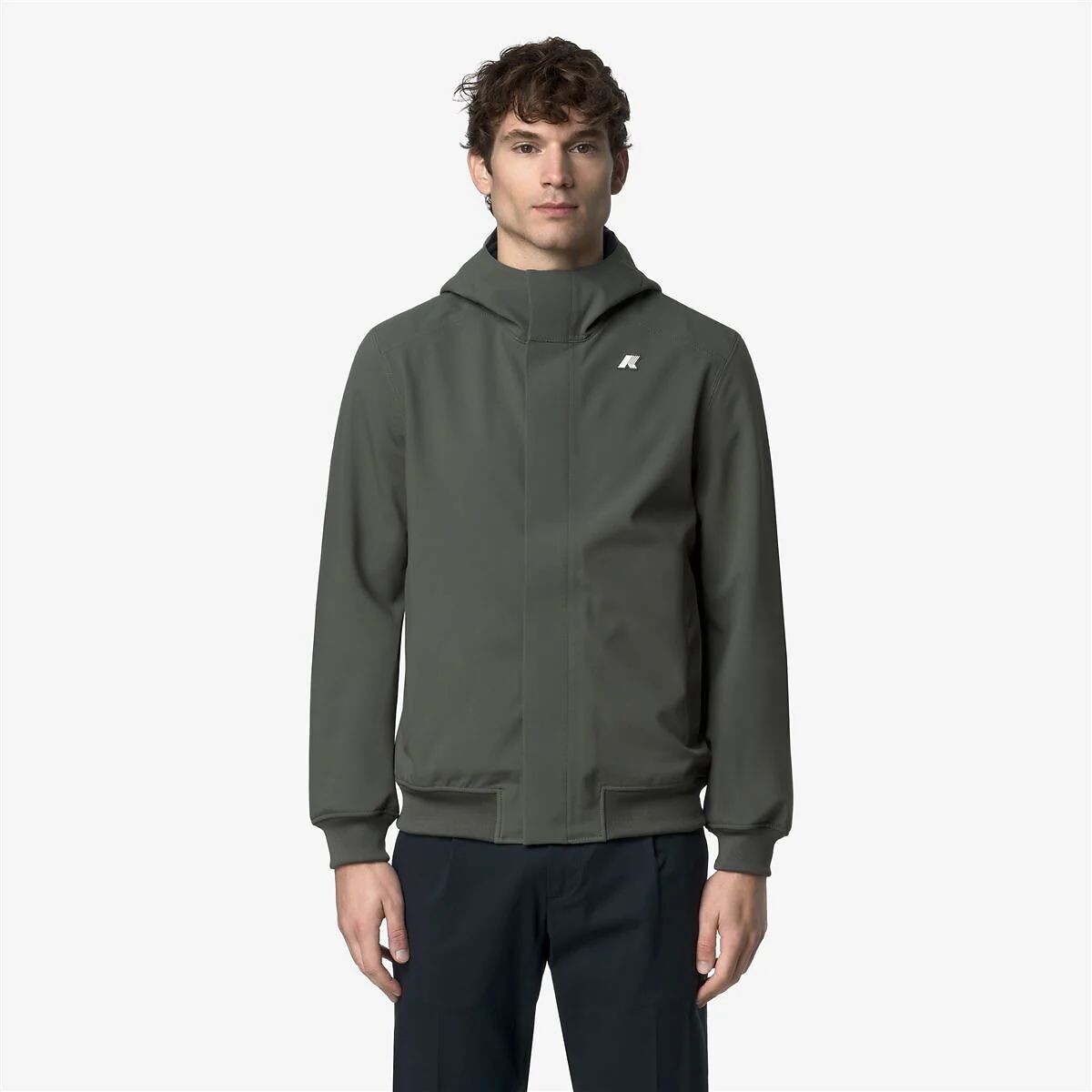 K-Way Joachim Bonded Jersey Windbreaker Men's Olive Green Extra Large