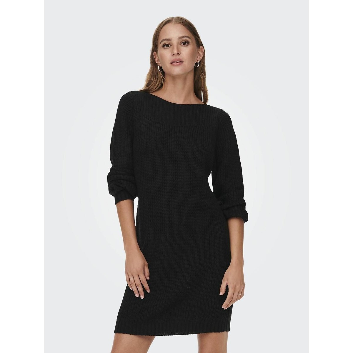 Jdy Mini Jumper Dress With Boat Neck Women's Black Medium