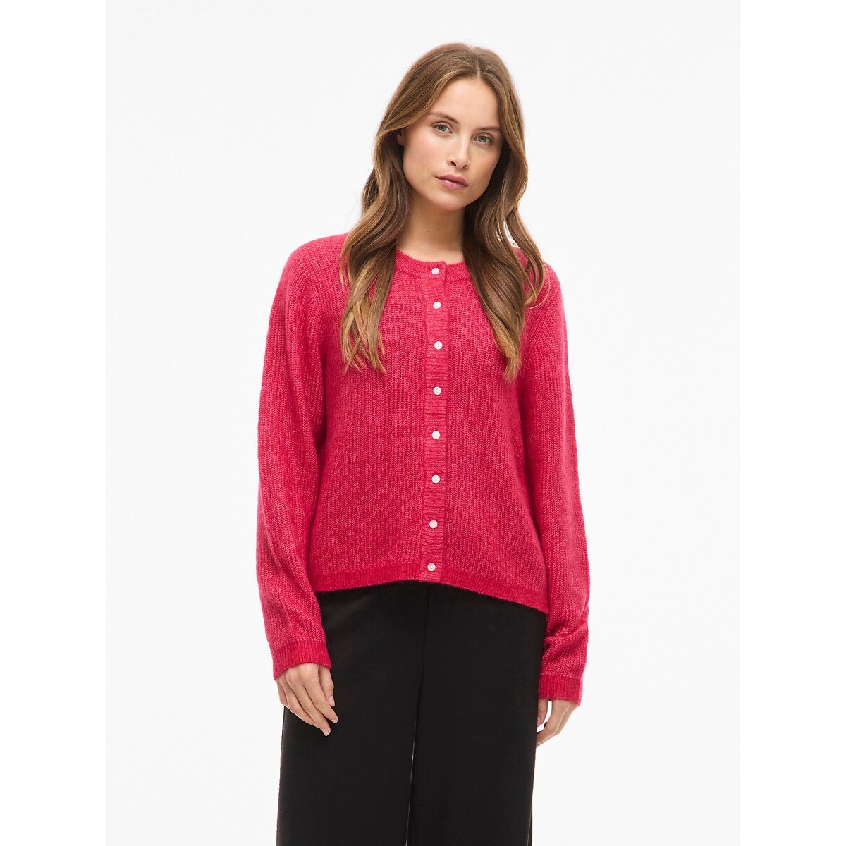 Vila Crew Neck Cardigan Women's Pink Extra Small