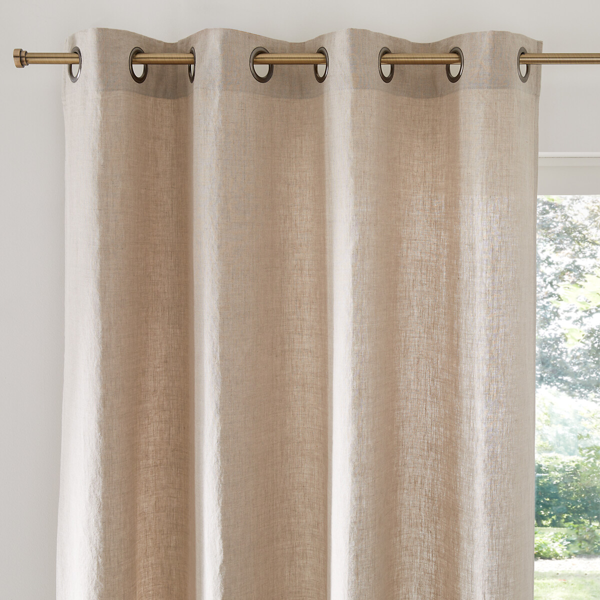 La Redoute Interieurs Onega Washed Linen Curtain With Eyelets Unisex Natural Size D220 X W135cm