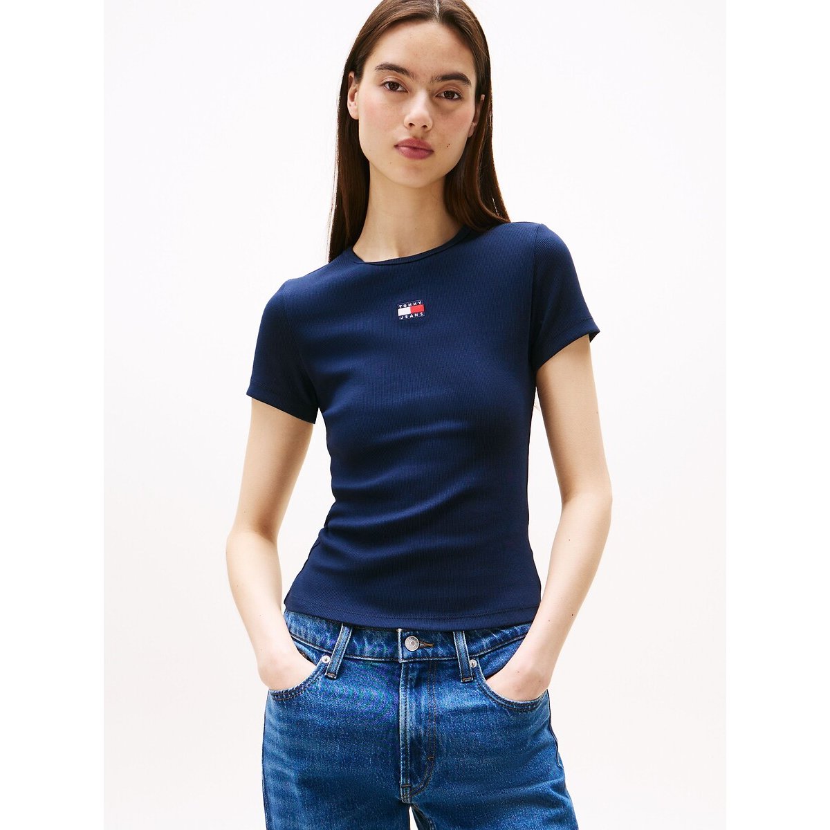 Tommy Jeans Crew Neck T-Shirt With Short Sleeves Women's Navy Extra Small