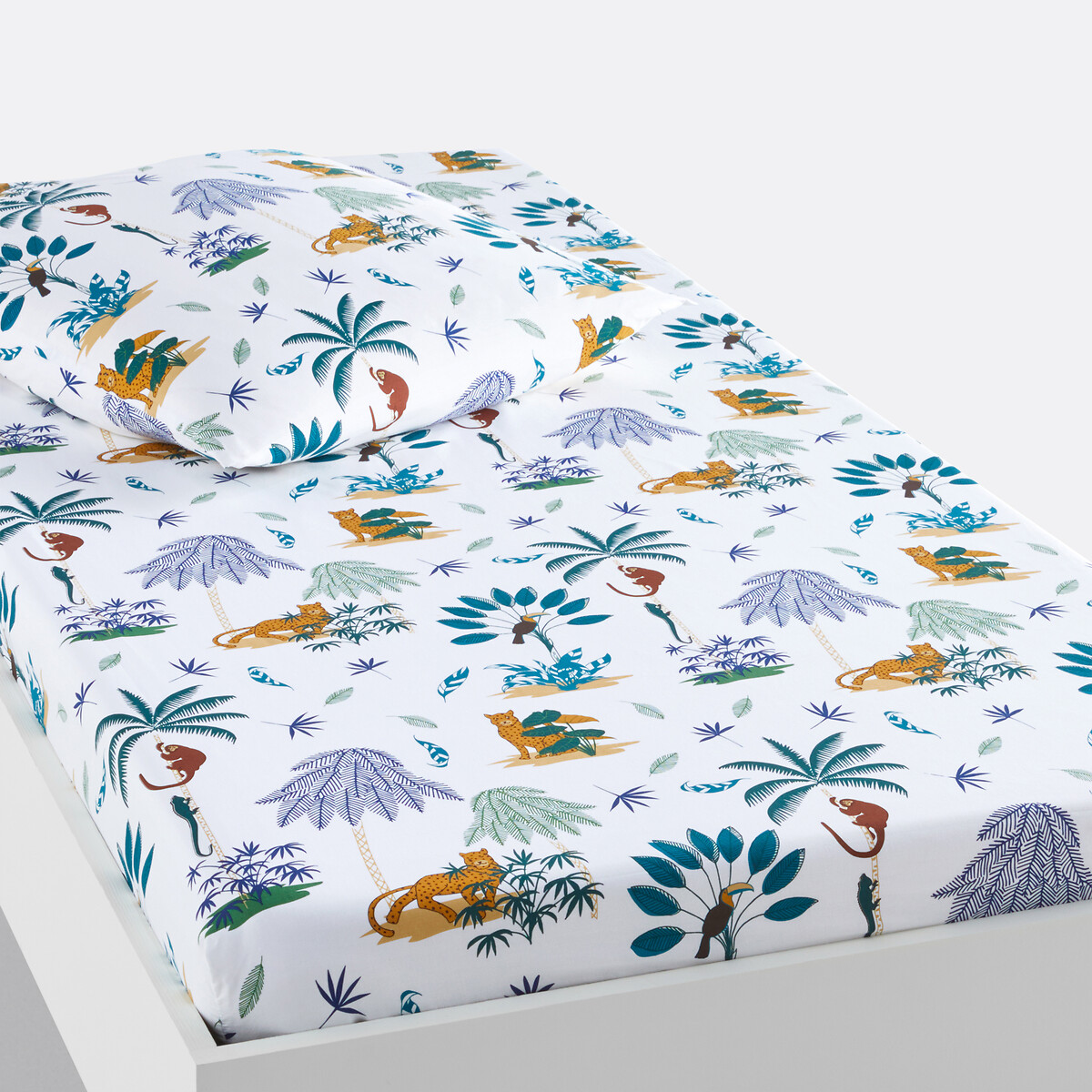 La Redoute Interieurs Little Jungle Organic Cotton Fitted Sheet Unisex Printed Medium