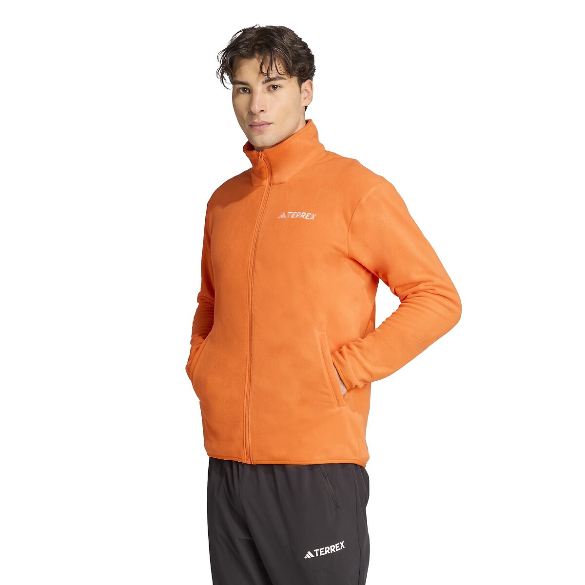 Adidas Performance Fleece Zip-Up Jacket Men's Orange Small