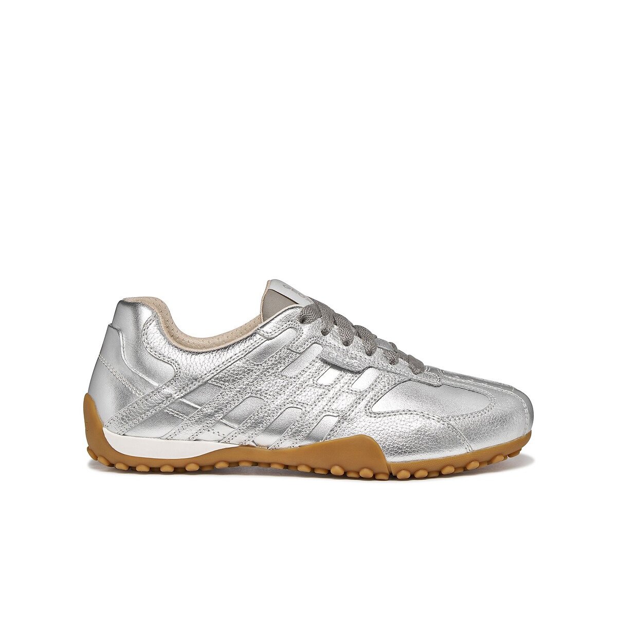 Geox Snake Original Leather Trainers Women's Silver-Coloured Size 37 (4)