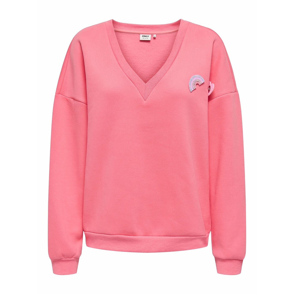 Sweat col V avec badge coloré