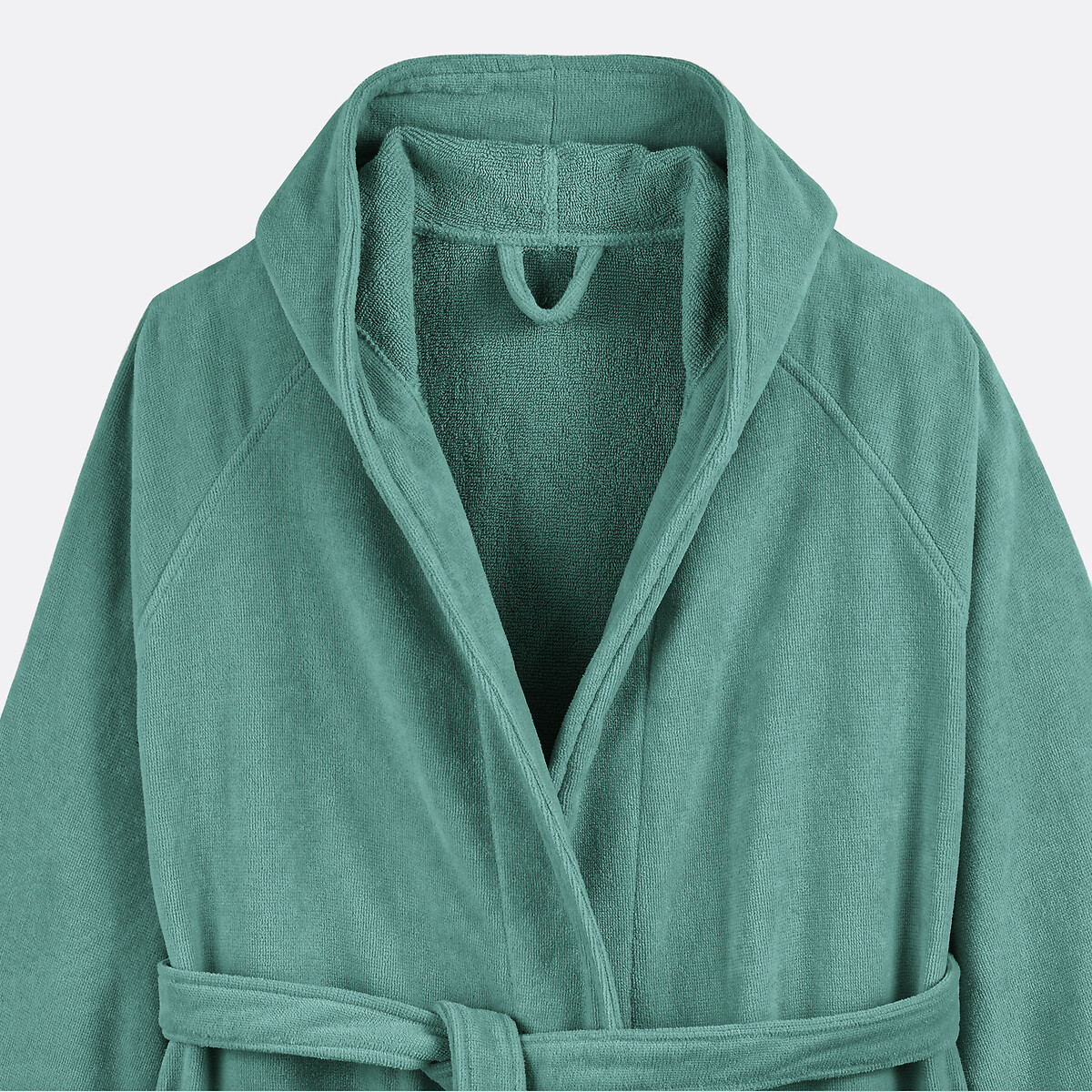 La Redoute Interieurs Trizie 450 G/M2 Velvet Terry Hooded Bathrobe Unisex Eucalyptus 14/16