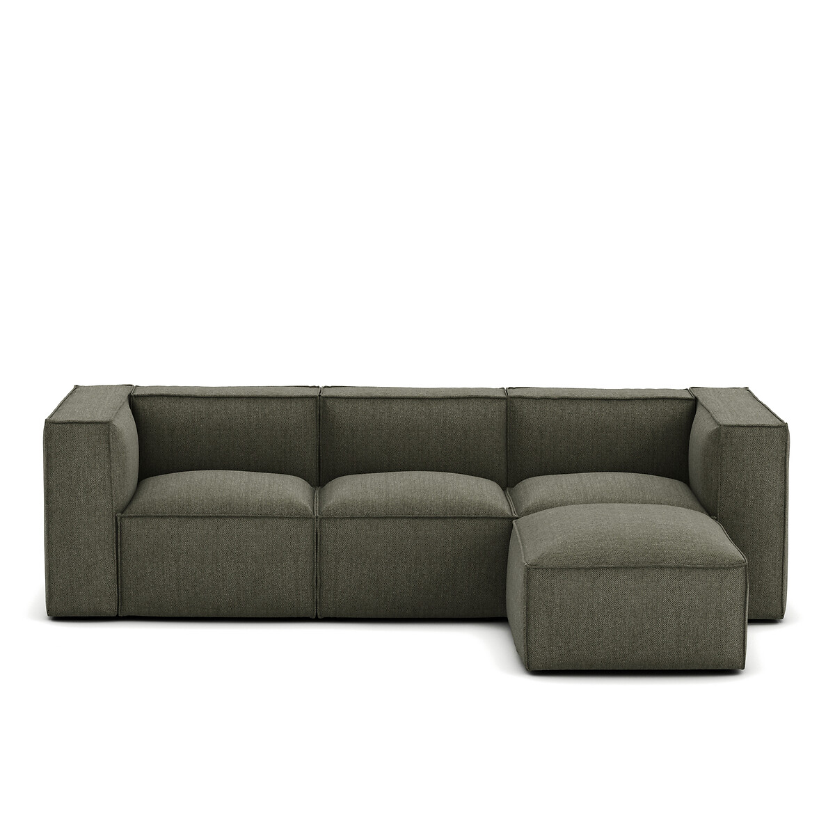 LA REDOUTE INTERIEURS Modulaire bank, 3-zit en poef, getextureerde stof Seven