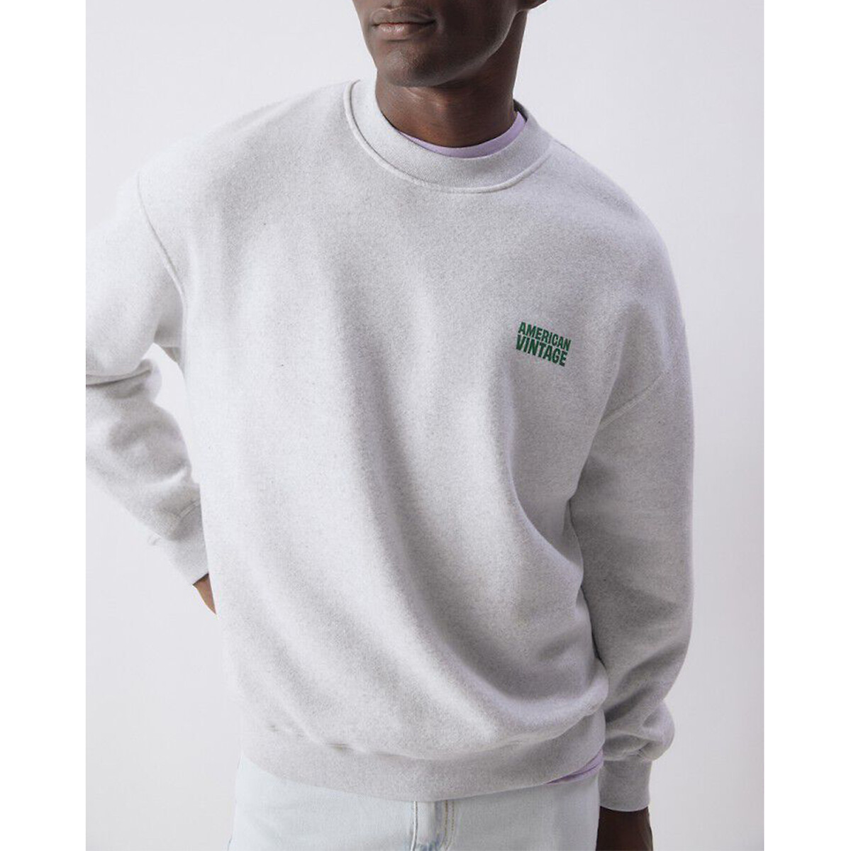 American Vintage Baptown Sweatshirt Men's Light Grey Marl Medium