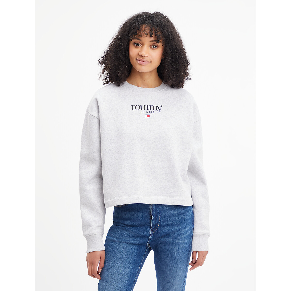 TOMMY JEANS Sweater met ronde hals, logo vooraan