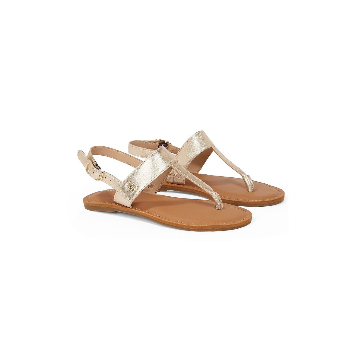 Tommy Hilfiger Flat Leather Flip Flop Sandals Women's Gold-Coloured Size 36 (3.5)