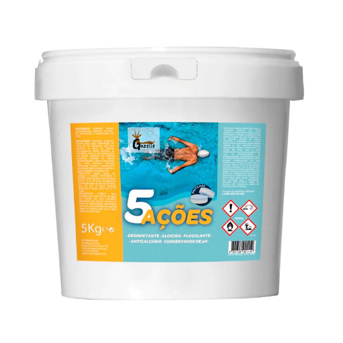 Tratamento para piscinas multifunções 5Kg, GAZELLESYMBOL, Gazellesymbol