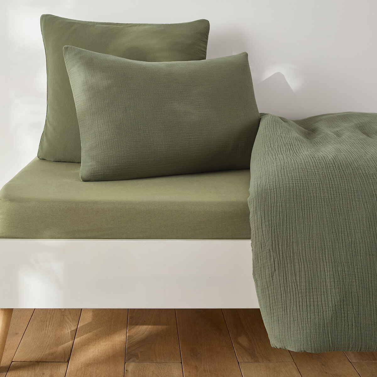LA REDOUTE INTERIEURS Hoeslaken voor kinderen, effen, gewassen katoen, omslag 30 cm, KUMCO