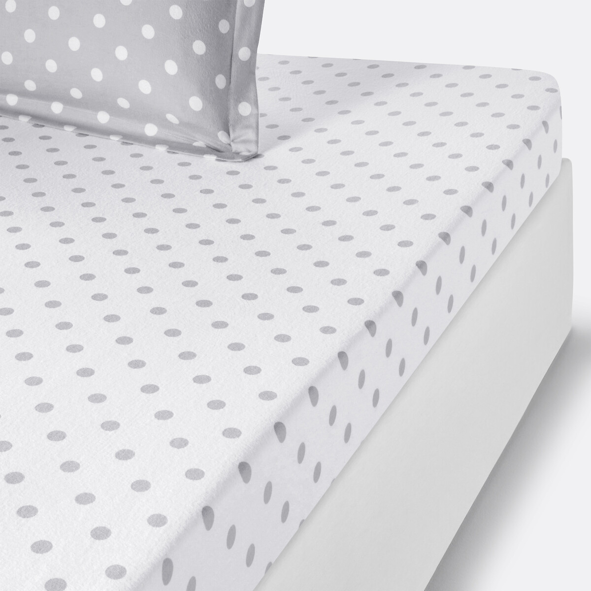 Sábana bajera de franela con estampado de lunares Clarisse. Talla Cama 140cm (140x190cm). Color