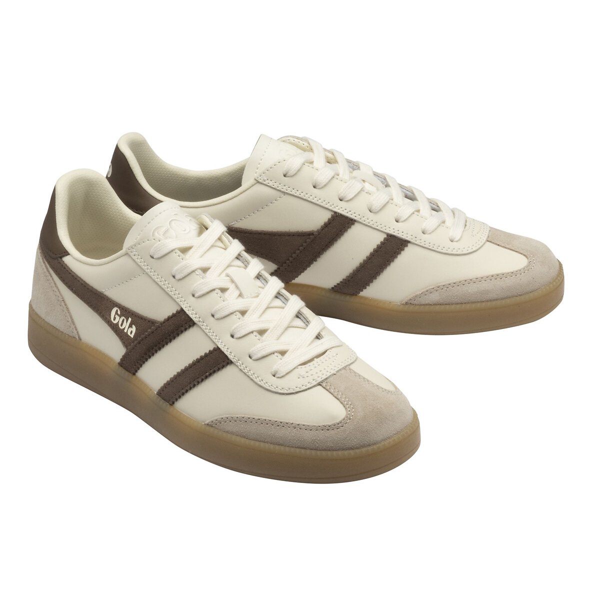 Gola Viper Leather Trainers Men's Ecru/Brown Size 40 (6.5)