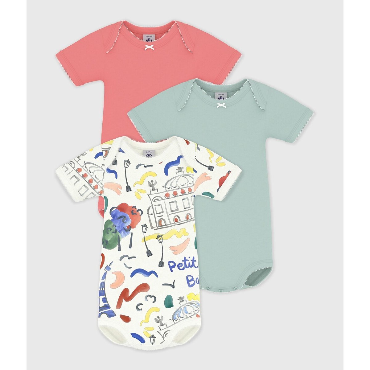 Petit Bateau Pack Of 3 Opéra De Paris X Bodysuits White+Green+Red 18M (81Cm) Newborn