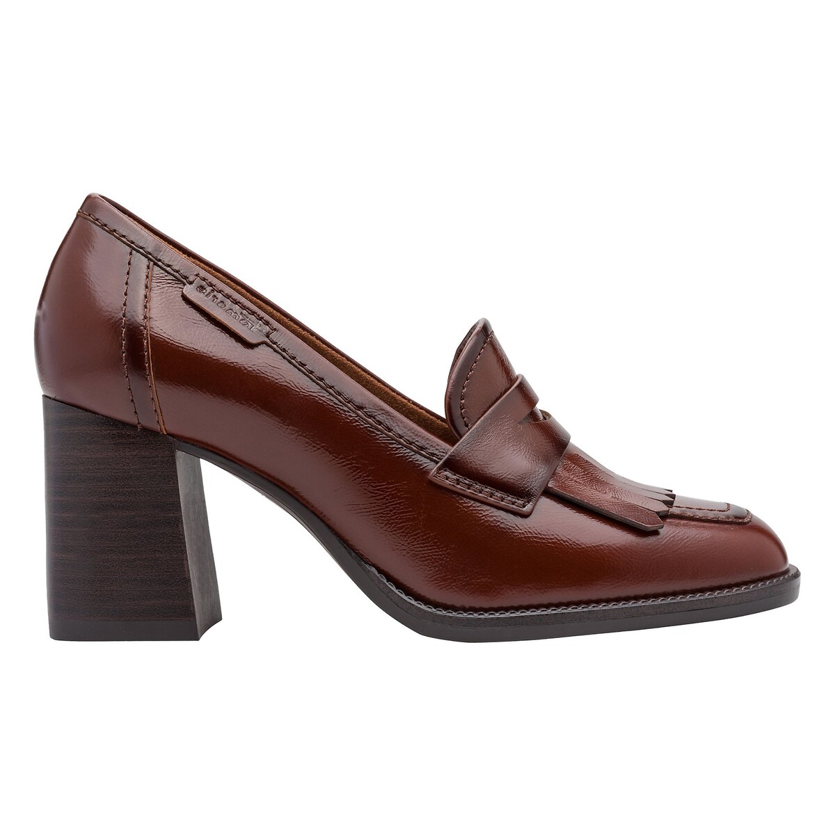 Tamaris Heeled Leather Loafers Women's Cognac Size 37 (4)