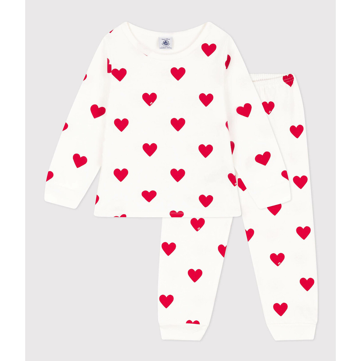 Pyjama 2 pièces en molleton imprimé coeurs