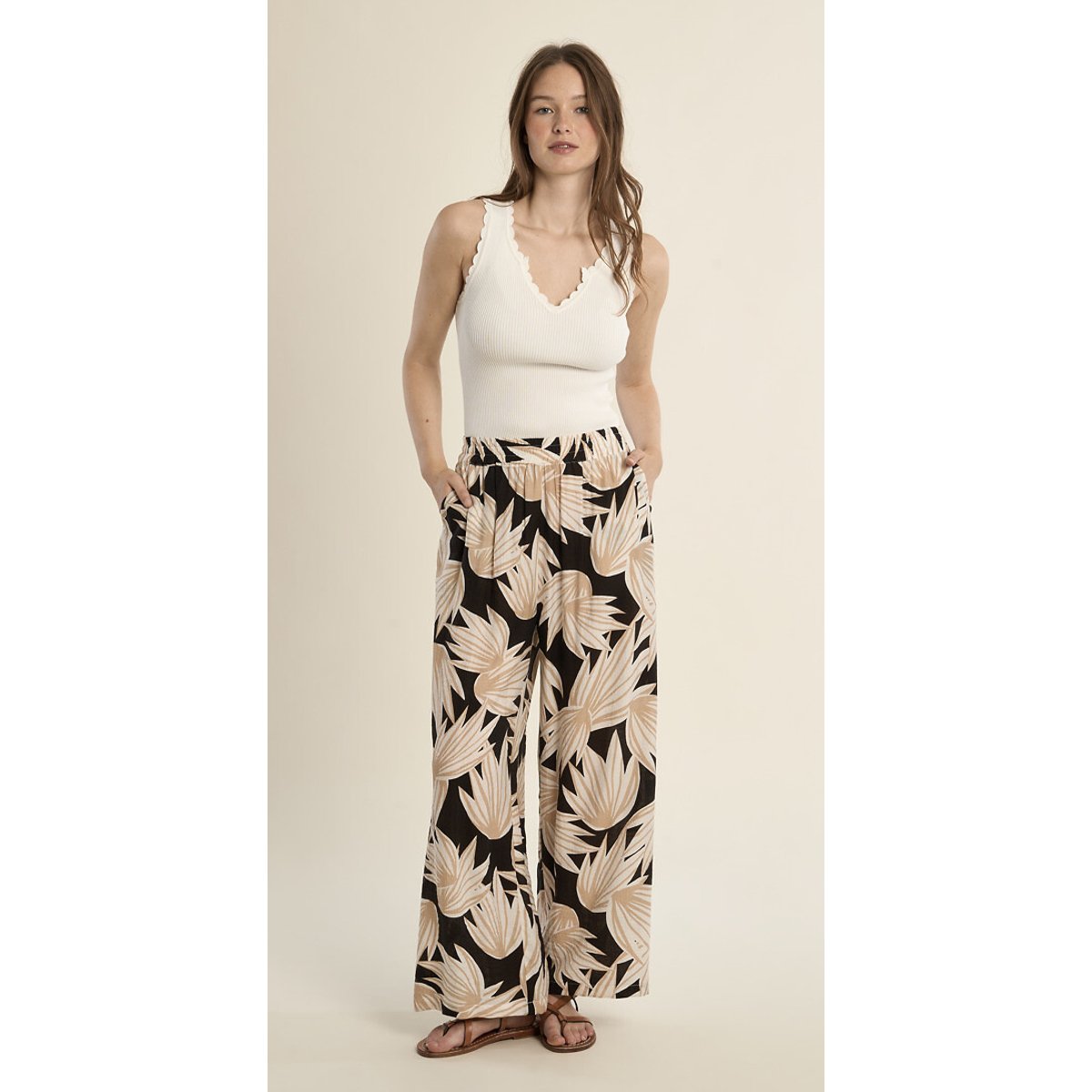 Pantalon large imprimé