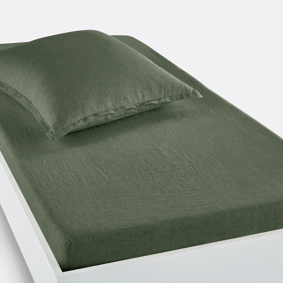 La Redoute Interieurs Linot 30Cm High Washed Linen Child's Fitted Sheet Unisex Rosmary Single (90X190cm)
