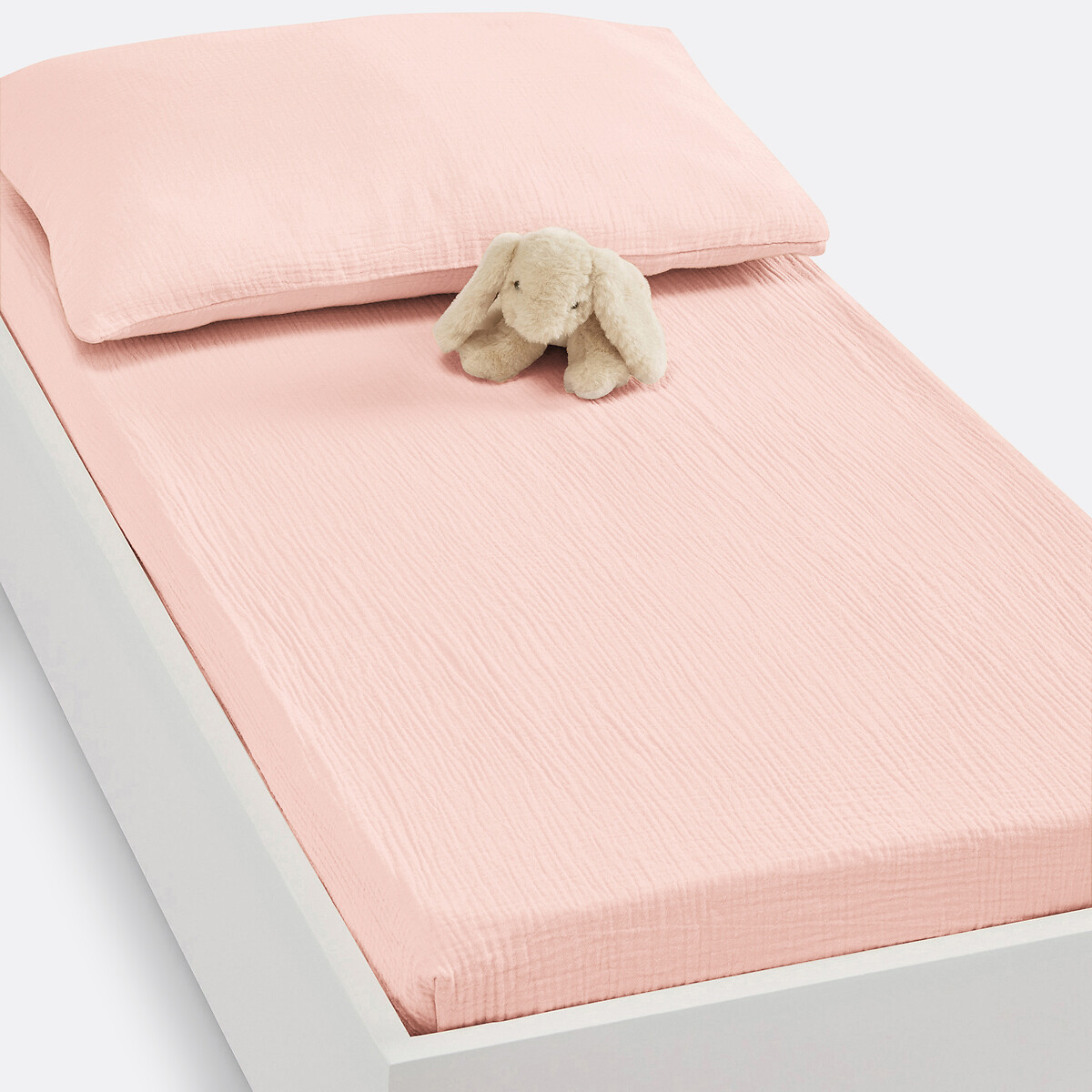 La Redoute Interieurs Fitted Sheet For Cot In Plain Cotton Muslin, Kumla Nude Medium Infant