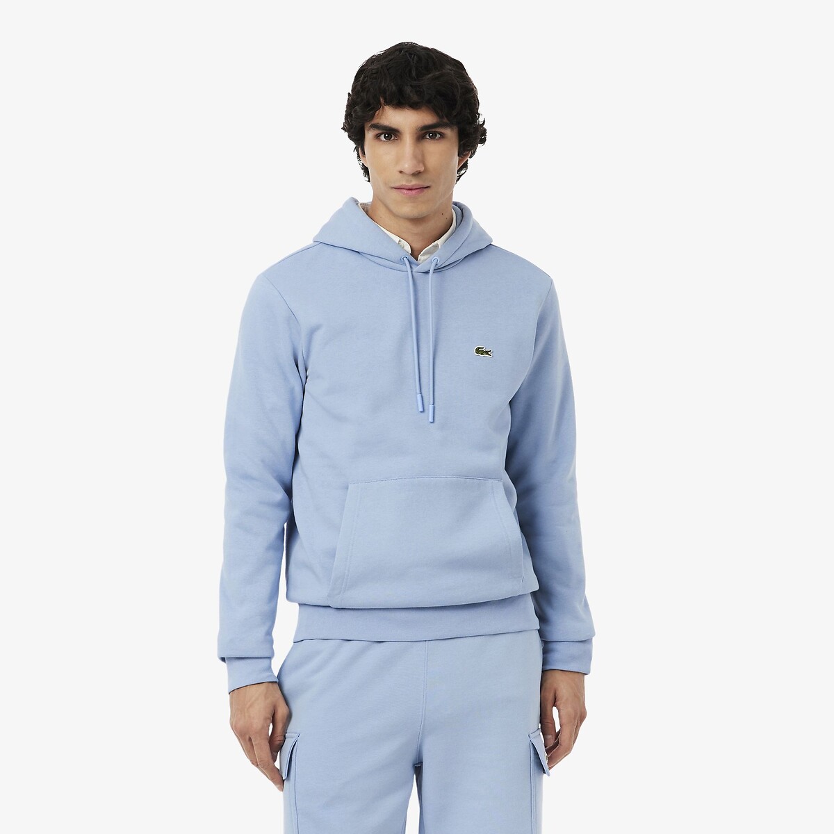Lacoste Cotton Hoodie Men's Plain Blue Medium