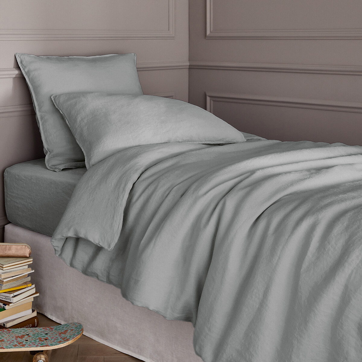 Am.pm Elina Washed Linen Child's Duvet Cover Unisex Icelandic Grey Single (140X200cm)