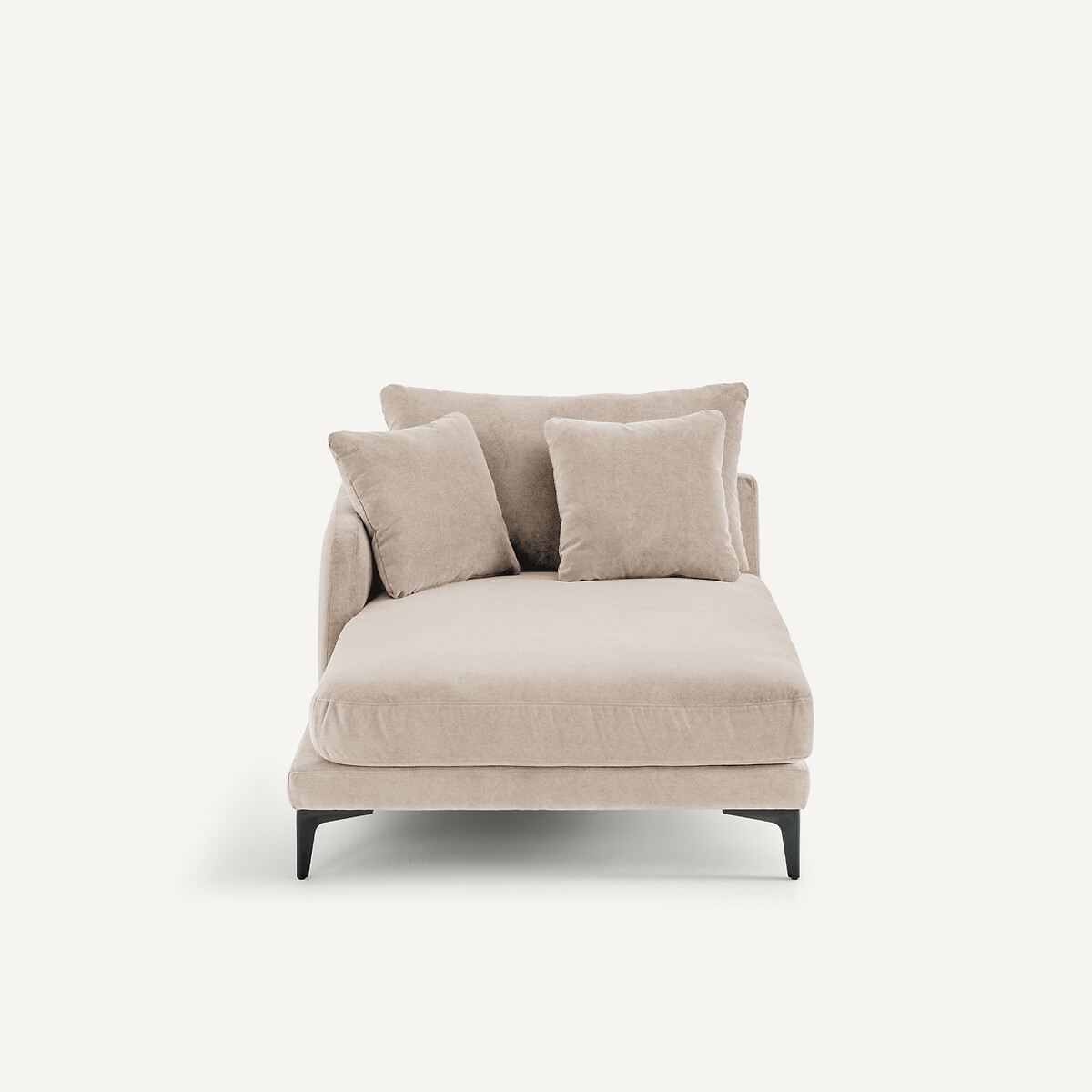 EMMANUEL GALLINA X AM.PM Longchair in stone-kleurig fluweel, MODERNISTE, ontwerp van Emmanuel Gallina