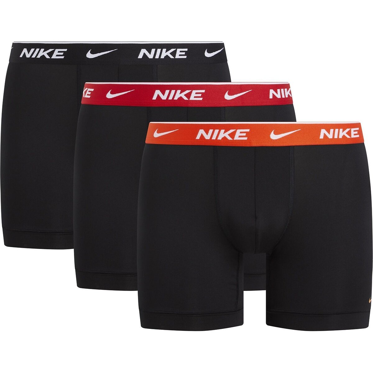 Nike Men's Black/Orange+Red+Black Waistband Pack Of 3 Everyday Hipsters In Stretch Cotton Medium